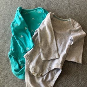 Cloud Island 0-3 month long sleeve onesies